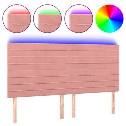 vidaXL LED Kopfteil Rosa 180x5x118/128 cm Samt