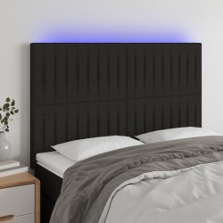 vidaXL LED Kopfteil Schwarz 144x5x118/128 cm Stoff