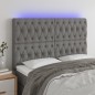 vidaXL LED Kopfteil Dunkelgrau 144x7x118/128 cm Stoff