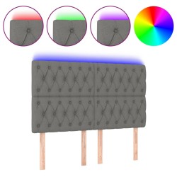 vidaXL LED Kopfteil Dunkelgrau 144x7x118/128 cm Stoff