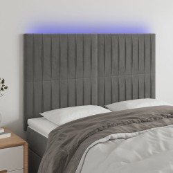 vidaXL LED Kopfteil Hellgrau 144x5x118/128 cm Samt