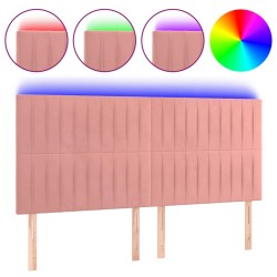 vidaXL LED Kopfteil Rosa 180x5x118/128 cm Samt