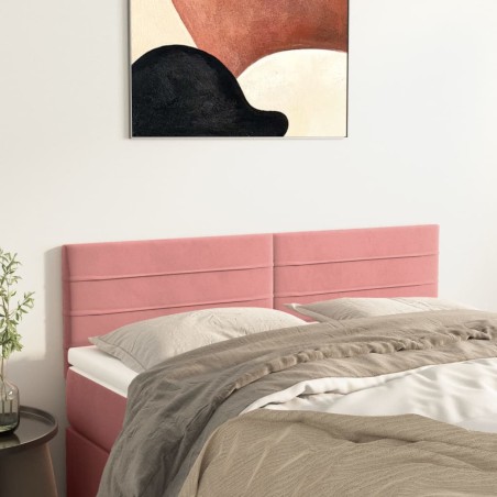 vidaXL Kopfteile 2 Stk. Rosa 72x5x78/88 cm Samt