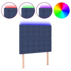 vidaXL LED Kopfteil Blau 100x5x118/128 cm Stoff