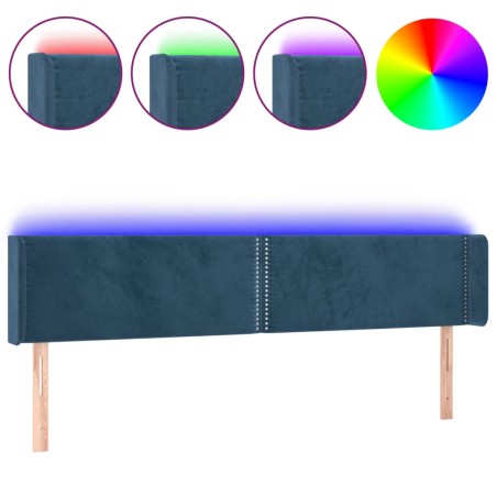 vidaXL LED Kopfteil Dunkelblau 183x16x78/88 cm Samt