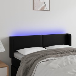 vidaXL LED Kopfteil Schwarz 147x16x78/88 cm Kunstleder