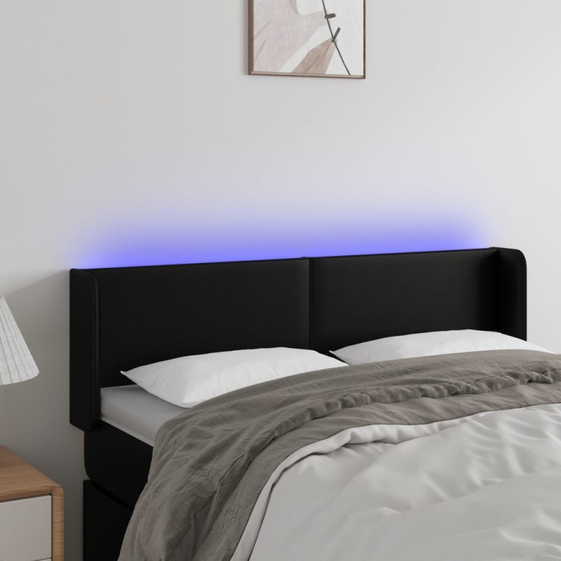 vidaXL LED Kopfteil Schwarz 147x16x78/88 cm Kunstleder vidaXL LED Kopfteil Schwarz 147x16x78/88 cm Kunstleder
