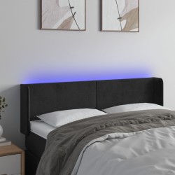 vidaXL LED Kopfteil Schwarz 147x16x78/88 cm Samt