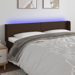 vidaXL LED Kopfteil Braun 203x16x78/88 cm Kunstleder