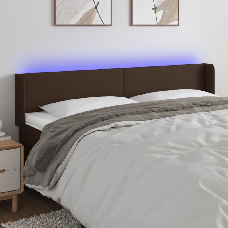 vidaXL LED Kopfteil Braun 203x16x78/88 cm Kunstleder vidaXL LED Kopfteil Braun 203x16x78/88 cm Kunstleder