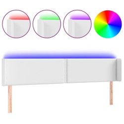 vidaXL LED Kopfteil Weiß 203x16x78/88 cm Kunstleder