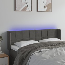 vidaXL LED Kopfteil Dunkelgrau 147x16x78/88 cm Samt