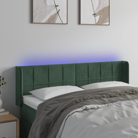 vidaXL LED Kopfteil Dunkelgrün 147x16x78/88 cm Samt