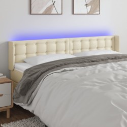 vidaXL LED Kopfteil Creme 183x16x78/88 cm Kunstleder