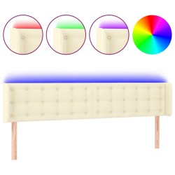 vidaXL LED Kopfteil Creme 183x16x78/88 cm Kunstleder