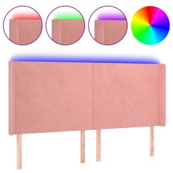 vidaXL LED Kopfteil Rosa 163x16x118/128 cm Samt