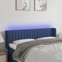 vidaXL LED Kopfteil Blau 147x16x78/88 cm Stoff