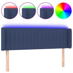 vidaXL LED Kopfteil Blau 147x16x78/88 cm Stoff