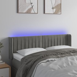 vidaXL LED Kopfteil Hellgrau 147x16x78/88 cm Samt
