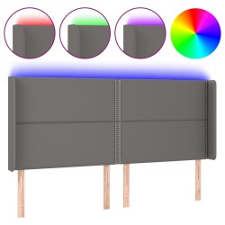 vidaXL LED Kopfteil Grau 183x16x118/128 cm Kunstleder 