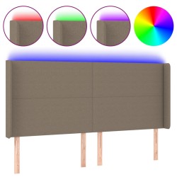 vidaXL LED Kopfteil Taupe 203x16x118/128 cm Stoff