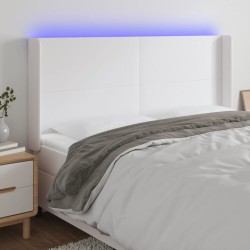 vidaXL LED Kopfteil Weiß 163x16x118/128 cm Kunstleder