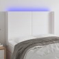 vidaXL LED Kopfteil Weiß 147x16x118/128 cm Kunstleder