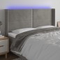 vidaXL LED Kopfteil Hellgrau 203x16x118/128 cm Samt vidaXL LED Kopfteil Hellgrau 203x16x118/128 cm Samt