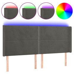 vidaXL LED Kopfteil Dunkelgrau 183x16x118/128 cm Samt