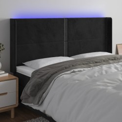 vidaXL LED Kopfteil Schwarz 203x16x118/128 cm Samt