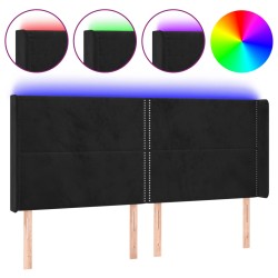 vidaXL LED Kopfteil Schwarz 203x16x118/128 cm Samt