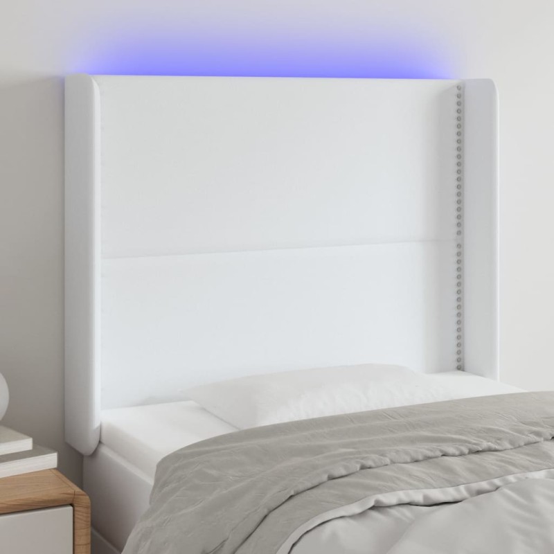vidaXL LED Kopfteil Weiß 83x16x118/128 cm Kunstleder vidaXL LED Kopfteil Weiß 83x16x118/128 cm Kunstleder