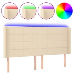 vidaXL LED Kopfteil Creme 203x16x118/128 cm Stoff