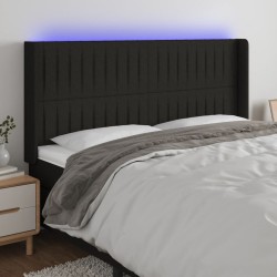 vidaXL LED Kopfteil Schwarz 203x16x118/128 cm Stoff