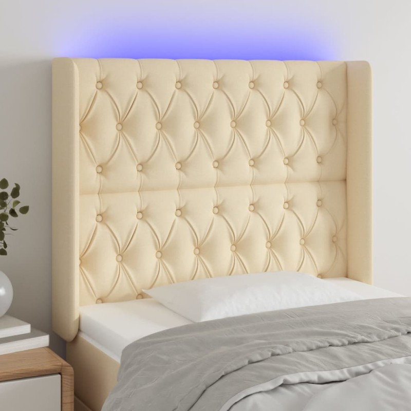 vidaXL LED Kopfteil Creme 93x16x118/128 cm Stoff vidaXL LED Kopfteil Creme 93x16x118/128 cm Stoff