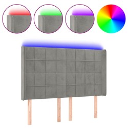 vidaXL LED Kopfteil Hellgrau 147x16x118/128 cm Samt