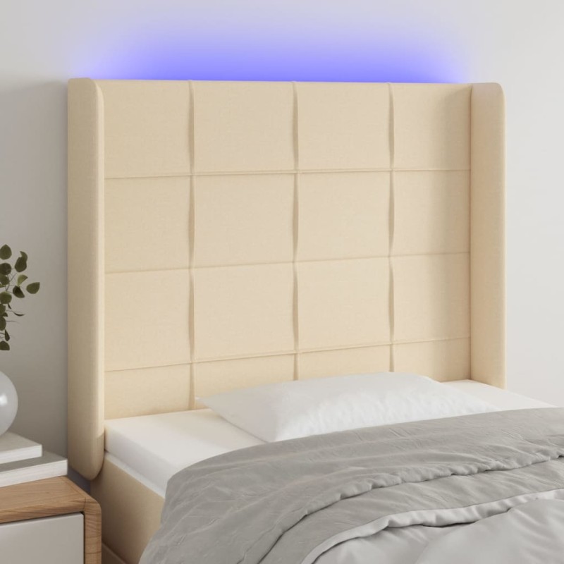vidaXL LED Kopfteil Creme 93x16x118/128 cm Stoff vidaXL LED Kopfteil Creme 93x16x118/128 cm Stoff