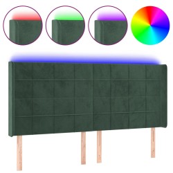 vidaXL LED Kopfteil Dunkelgrün 163x16x118/128 cm Samt