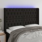 vidaXL LED Kopfteil Schwarz 147x16x118/128 cm Stoff