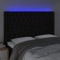 vidaXL LED Kopfteil Schwarz 147x16x118/128 cm Stoff