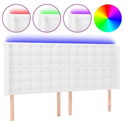 vidaXL LED Kopfteil Weiß 163x16x118/128 cm Kunstleder 
