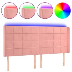 vidaXL LED Kopfteil Rosa 163x16x118/128 cm Samt