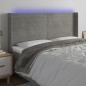 vidaXL LED Kopfteil Hellgrau 183x16x118/128 cm Samt