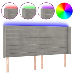 vidaXL LED Kopfteil Hellgrau 183x16x118/128 cm Samt