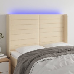 vidaXL LED Kopfteil Creme 147x16x118/128 cm Stoff 