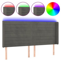 vidaXL LED Kopfteil Dunkelgrau 203x16x118/128 cm Samt