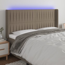 vidaXL LED Kopfteil Taupe 203x16x118/128 cm Stoff