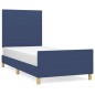 vidaXL Bettgestell mit Kopfteil Blau 100x200 cm Stoff vidaXL Bettgestell mit Kopfteil Blau 100x200 cm Stoff