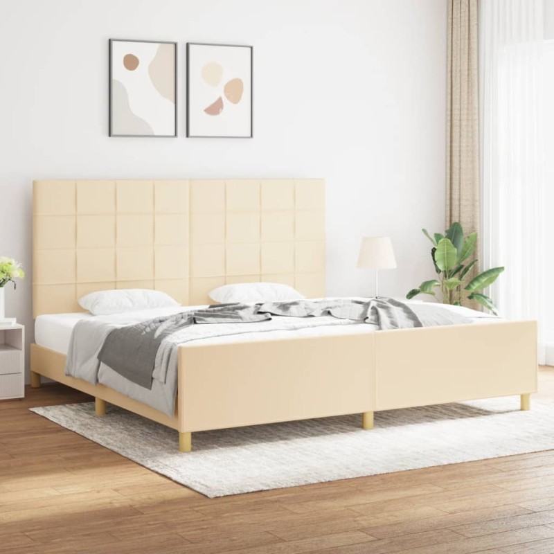 vidaXL Bettgestell mit Kopfteil Creme 200x200 cm Stoff vidaXL Bettgestell mit Kopfteil Creme 200x200 cm Stoff