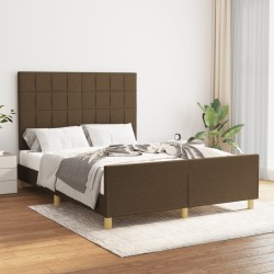 vidaXL Bettgestell mit Kopfteil Dunkelbraun 140x190 cm Stoff